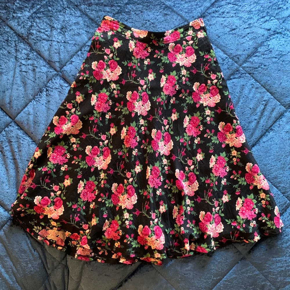H&M Black Floral full skirt